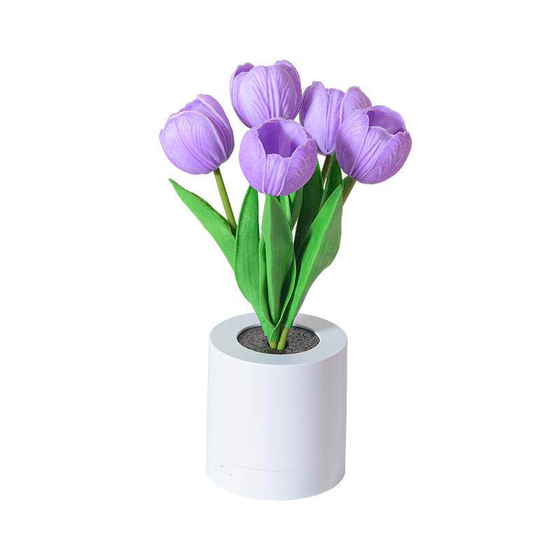 充插两用郁金香花盆灯仿真郁金香小夜灯家居摆件装饰灯睡眠氛围灯