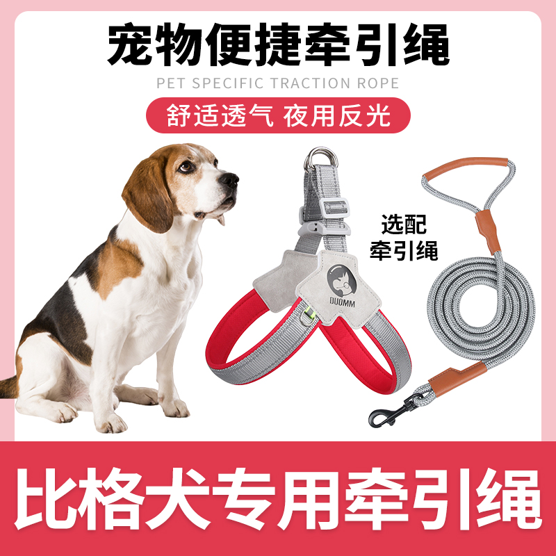 比格犬专用狗狗胸背带牵引绳中小型犬脖圈背心式遛狗绳宠物项圈