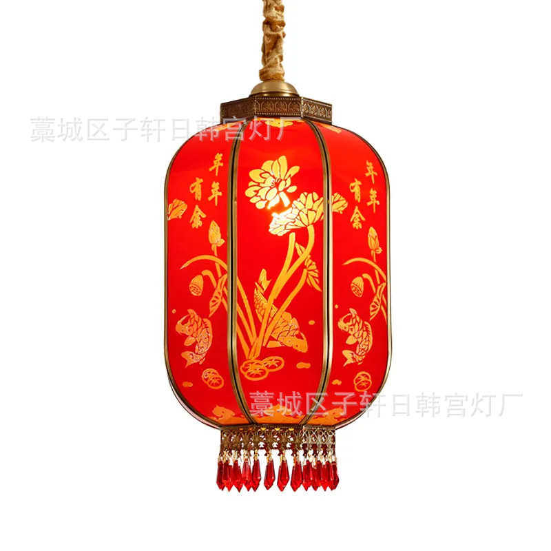 大门口新年阳台红灯笼用中 装饰批发乔迁防水铜 国风宫灯全廊道过