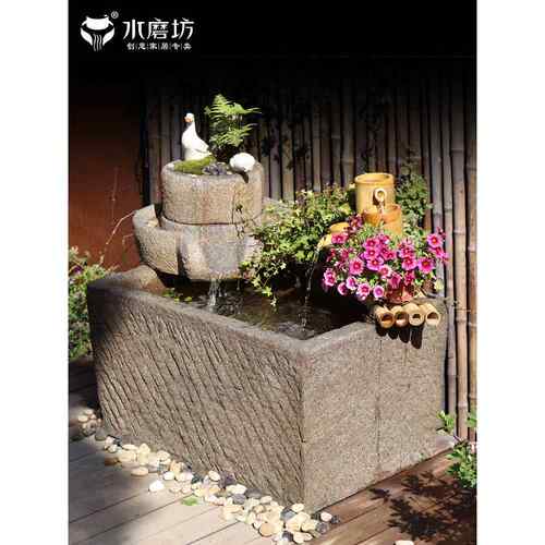 新中式庭院流水摆件入户花园景观装饰鱼缸阳台鱼池假山造景喷泉