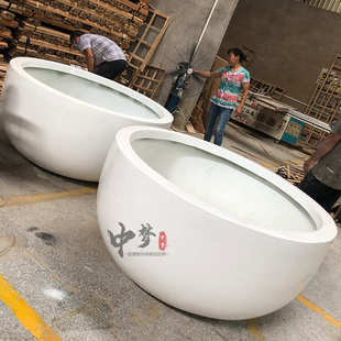 户外玻璃钢圆形花缸广场步行街绿植花卉花盆室内商场开业定制花器