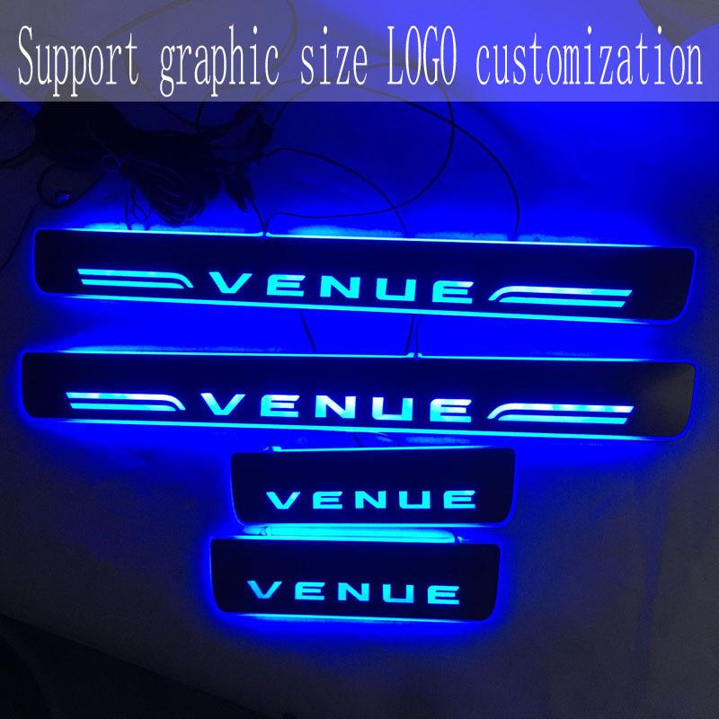 4片/适用于现代VENUE迎宾踏板 LED灯门槛条改装门坎条