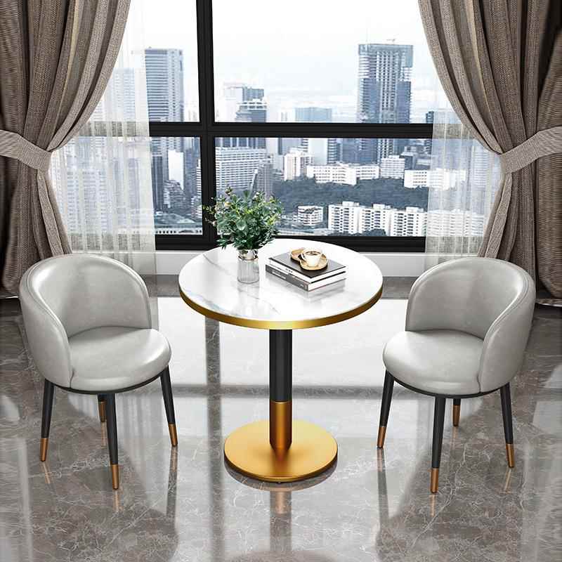 简约洽谈接待会客桌椅组合小户型轻奢茶几茶桌休闲家用阳台小圆桌