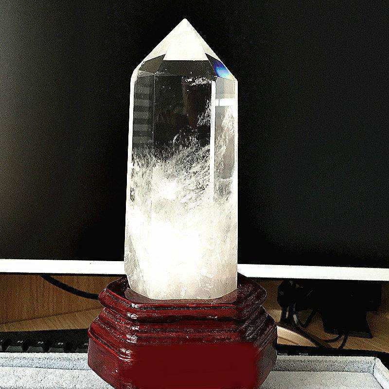 天然白水晶柱摆件水晶晶柱原石大六棱柱客厅书房办公桌柜台摆