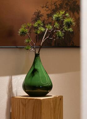 匠十三 新中式墨绿色陶瓷花瓶客厅家居软装饰品摆件日式装饰品