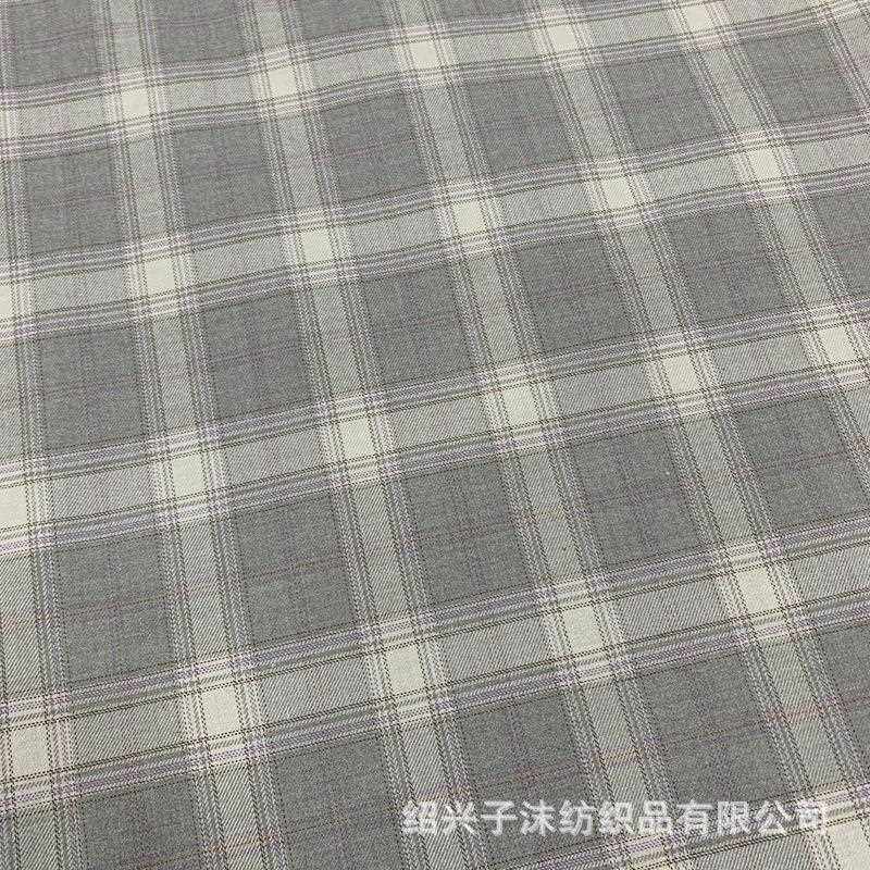 新款直销可!TR格子色织灰色套装手感柔软 西装外套裙子格子面料
