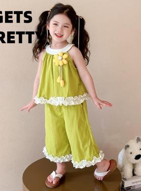 GETS PRETTY女小童花边套装夏季2025年新款女宝宝洋气时髦两件套