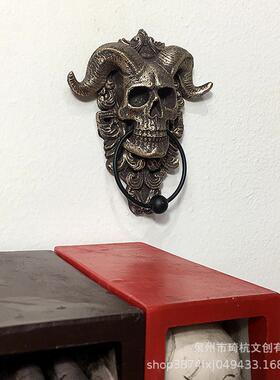 跨物热销西方动树脂羊角骷髅门环饰个性装暗境黑风挂饰写实蝙蝠动