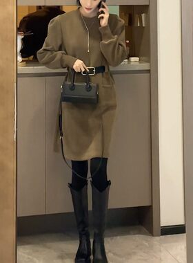 女装2025新款秋冬法式高级感卫衣裙子内搭打底连衣裙小个子裙子