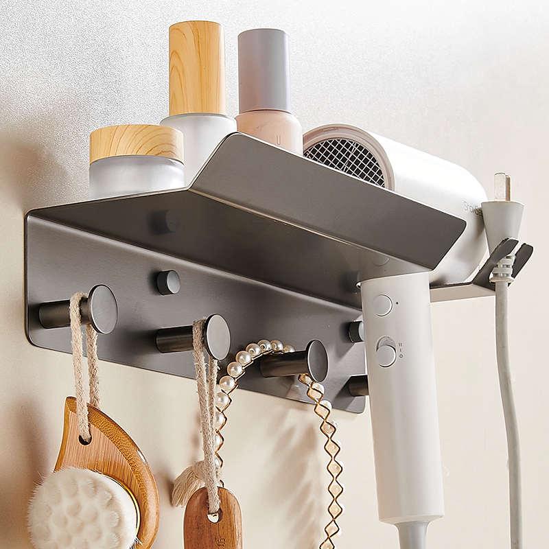 高端吹风机置物架304不锈钢浴室卫生间莱芬风筒支架多功能免打孔