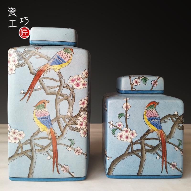新古典中欧式复古花瓶陶瓷储物罐美式摆件客厅花瓶礼物玄关博古架