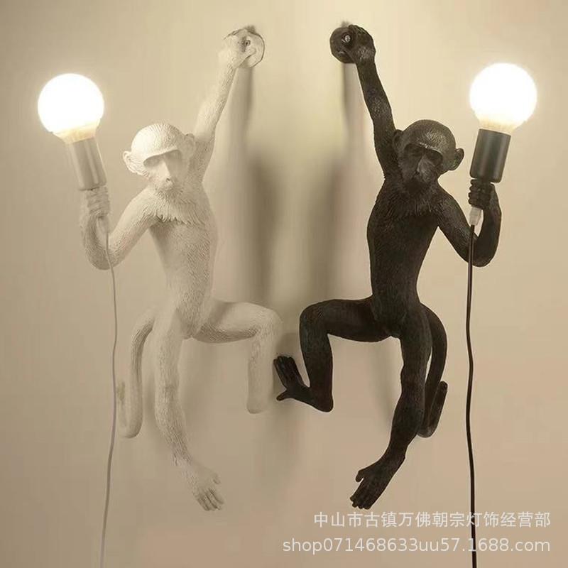 麻绳猴子吊灯复古工业风餐厅咖啡厅酒吧灯具北欧创意树脂装饰灯饰