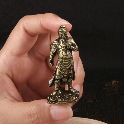 复古全铜武圣关公像小摆件武财神关二爷迷你铜制工艺品古铜器