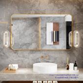 晶墙镜子洗孔手台化妆镜壁挂式 贴妆免打挂墙 卫生间厕所梳无品牌