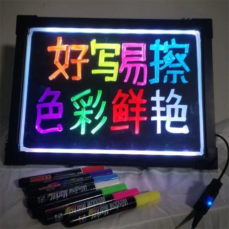 DIY手绘菜单黑板悬挂墙式手写价目表发光广告牌桌面萤光板展示牌