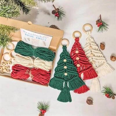 3PCS/Set DIY Macrame Woven Christmas Tree Kit Christmas Craf