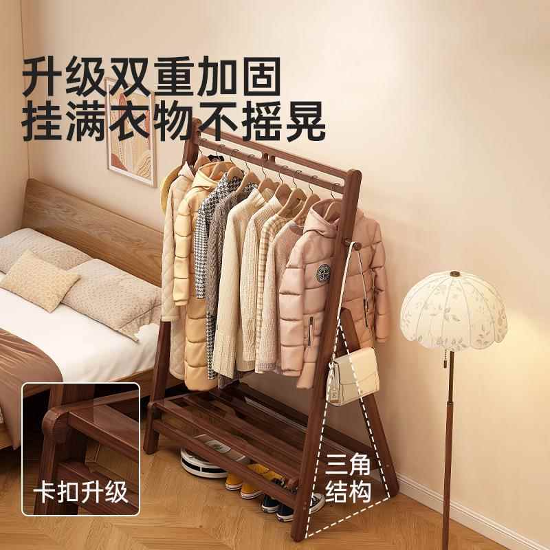折叠衣帽架粗室UXH式内落地衣衣加架可移动带滚轮家用卧室立挂架