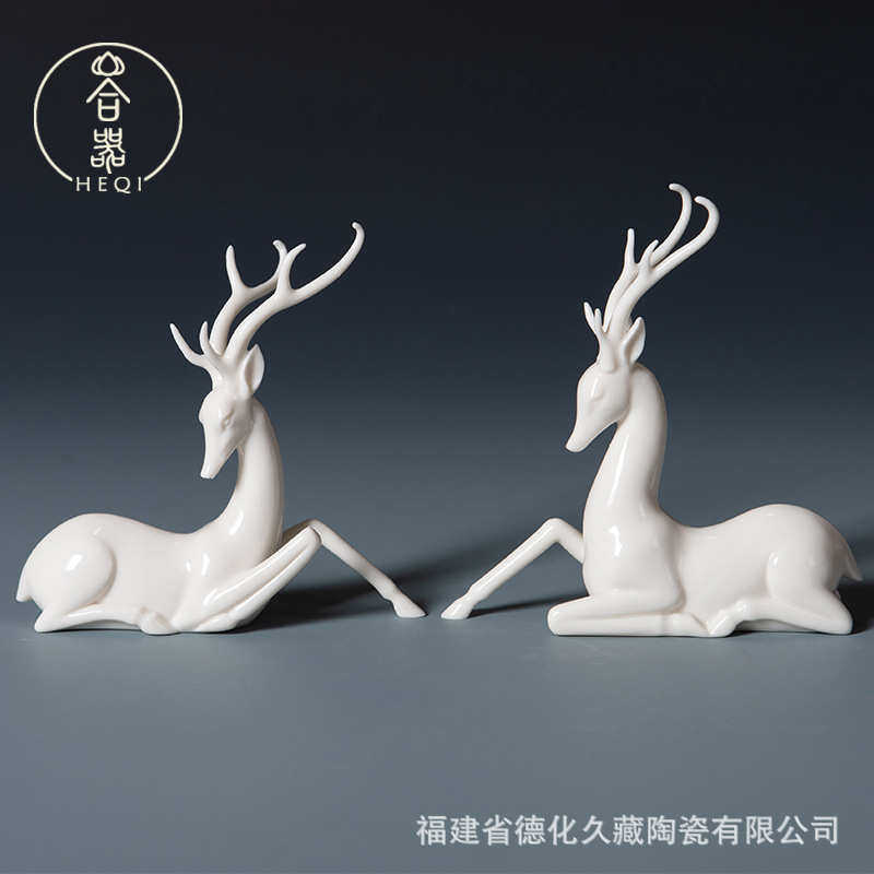 厂家直销白瓷小鹿摆件客厅新中式家居饰品博古架电视柜酒柜车内装,特色手工艺,其他特色工艺品,淘宝优惠券,粉丝福利购,淘宝优惠卷