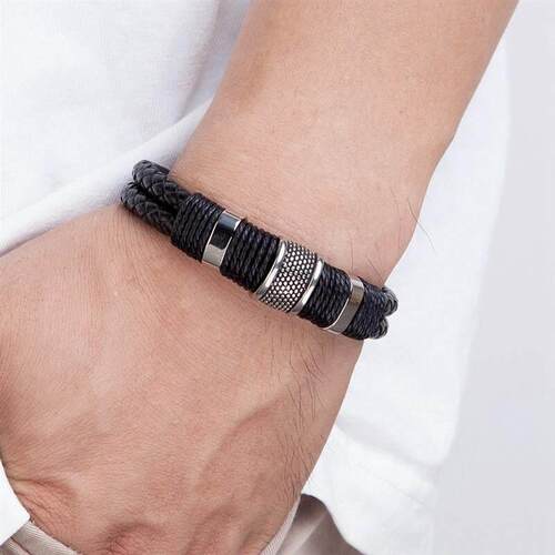 XQNI Woven Leather Rope Wrap Special Style Classic Stainless
