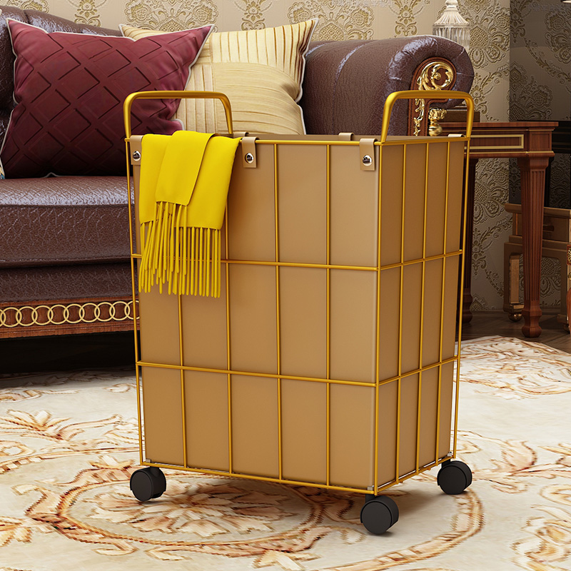 轻奢铁艺脏衣篓家用卫生间洗衣篮子放脏衣服带盖收纳筐浴室脏衣篮