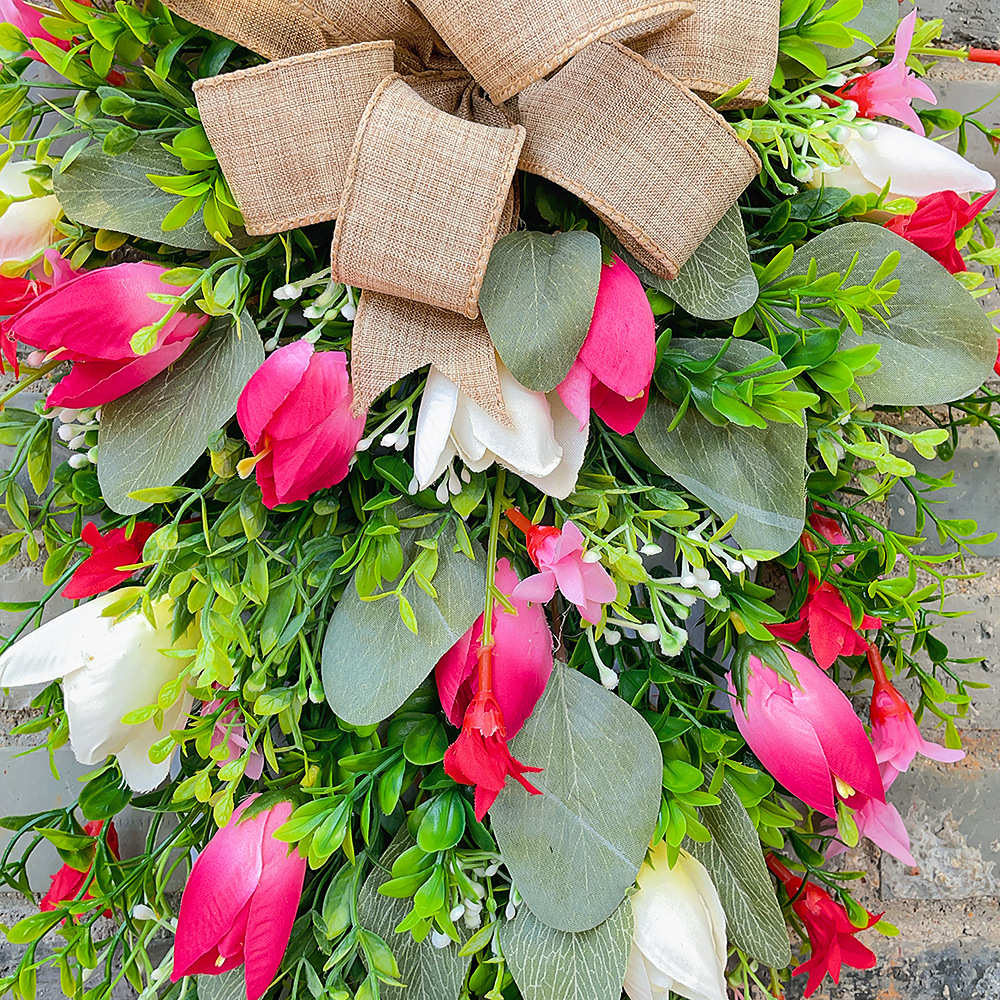 楼梯藤条发光 圣诞节家居花环装饰挂件门装饰品挂倒挂led圣诞门帘