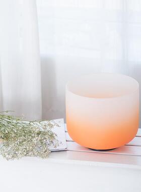 橙色水晶钵天铁钵颂钵唱净身打坐敲击钵音疗冥想静心佛音碗