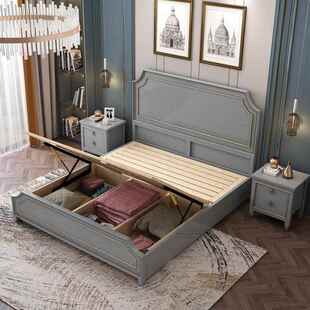 样美式 公主床现632代简约1.8m双人大板房物高床 轻奢实储木床法式