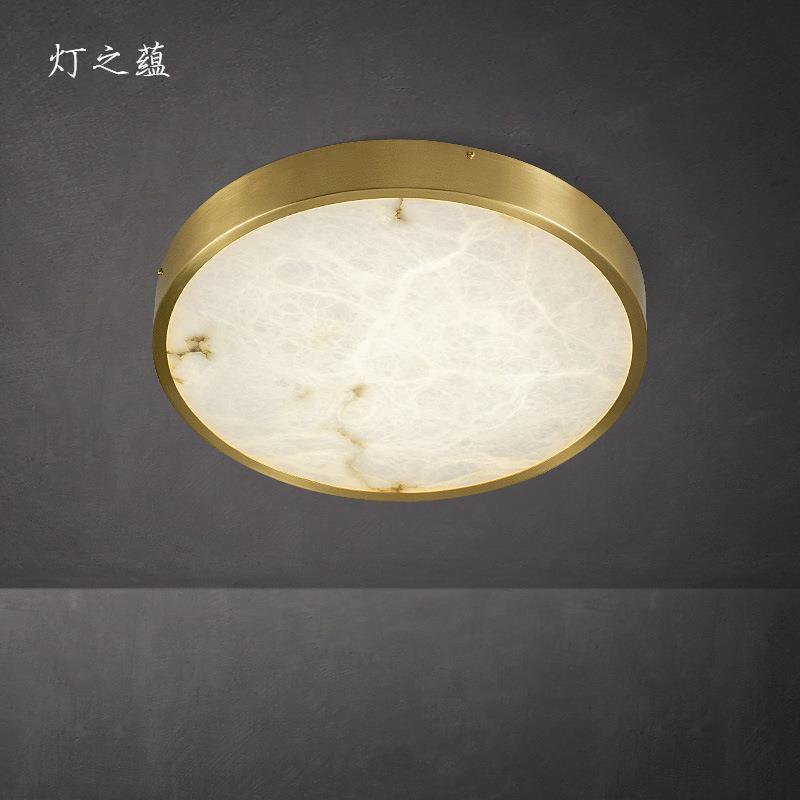 全铜云石吸顶灯现代新中式简约卧室轻奢圆形创意个性书房阳台灯具