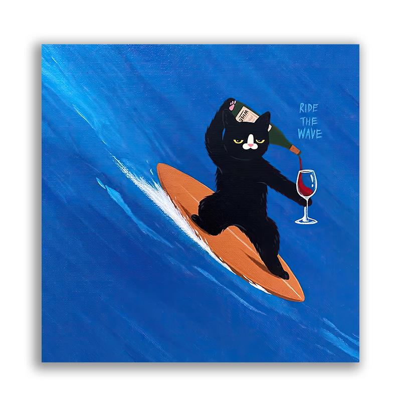 【底价捡漏】St.aftercigs奶牛猫治愈餐厅客厅装饰画挂画覆刻版画