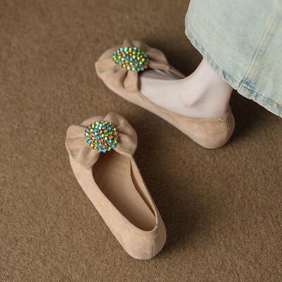 米兰【设计师】⭐跟高4CM/2026春季羊皮平底夏芭蕾舞风浅口单鞋女