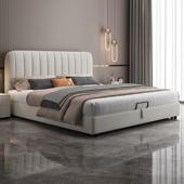 意式 极简软包真皮双人床轻奢现代简约1米5皮艺床主卧高端大气婚床