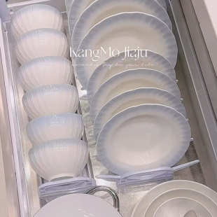家用釉下彩碗盘乔迁新居陶瓷碗筷碗具渐变蓝色碗盘子 碗碟餐具套装
