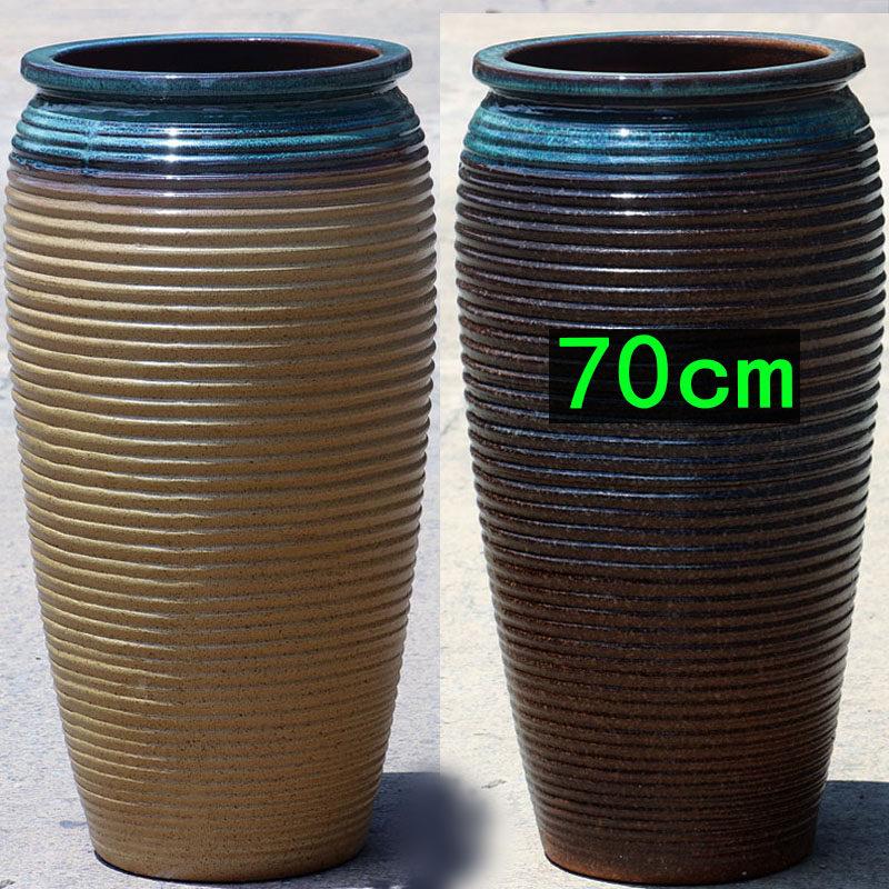 70cm超大透气陶瓷花盆落地园林景观盆定制特高粗陶罐覆古特大花盆