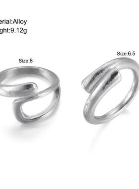 Open ring girl覆古夸张交错几何关节戒指ins风 朋克开口指环女