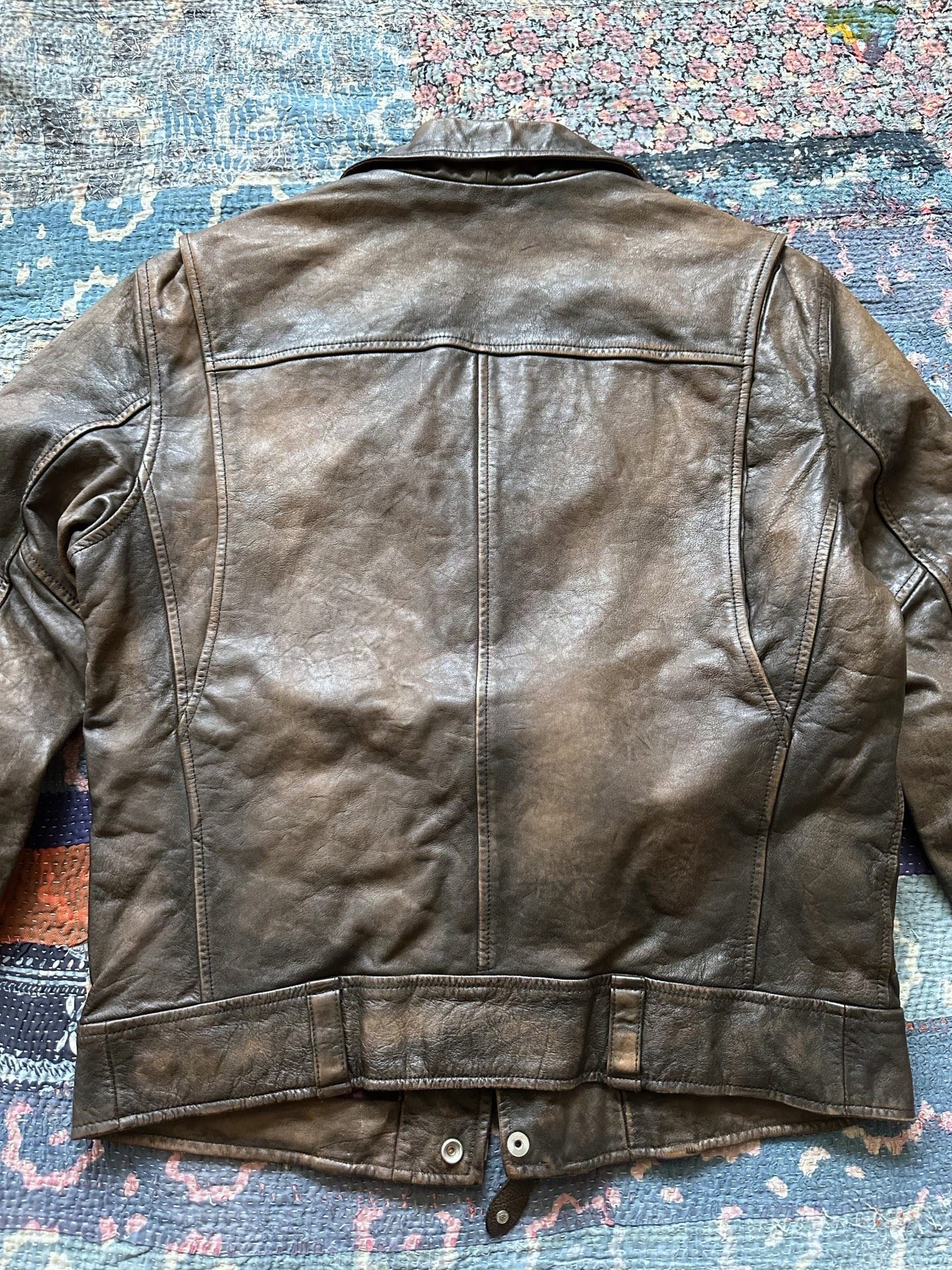 Polo Ralph Lauren Brown Distressed Biker Jacket — front