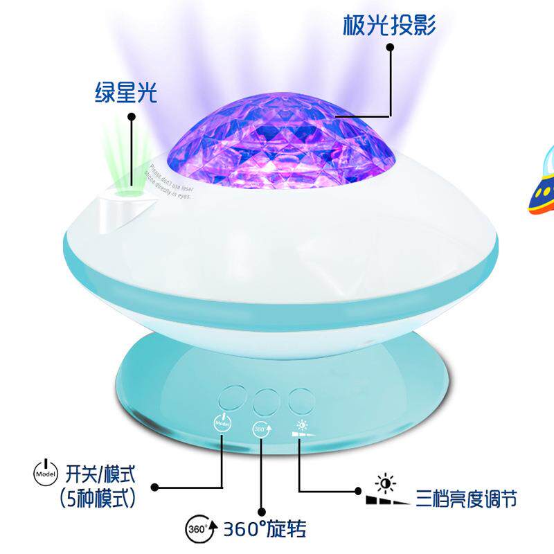直销新款新款外贸亚马逊旋转水纹灯 浪漫极光星空投影灯led三挡调