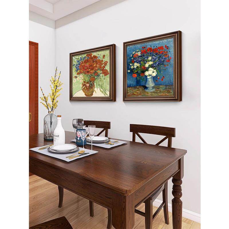 梵高美式餐厅装饰画莫奈餐桌挂画欧式入户玄关喷绘客厅画酒店装饰