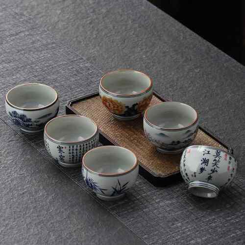 老陶泥复古茶杯陶瓷功夫茶具品茗杯大号主人杯青花瓷单杯茶碗茶盏