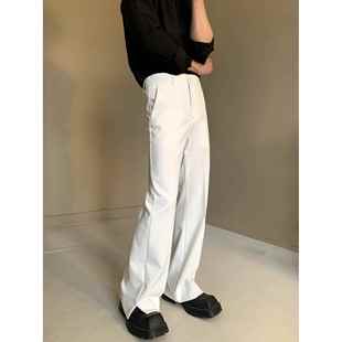 cleanfit白色加长修身微喇叭西裤男垂坠感高级感vibe裤子直筒长裤