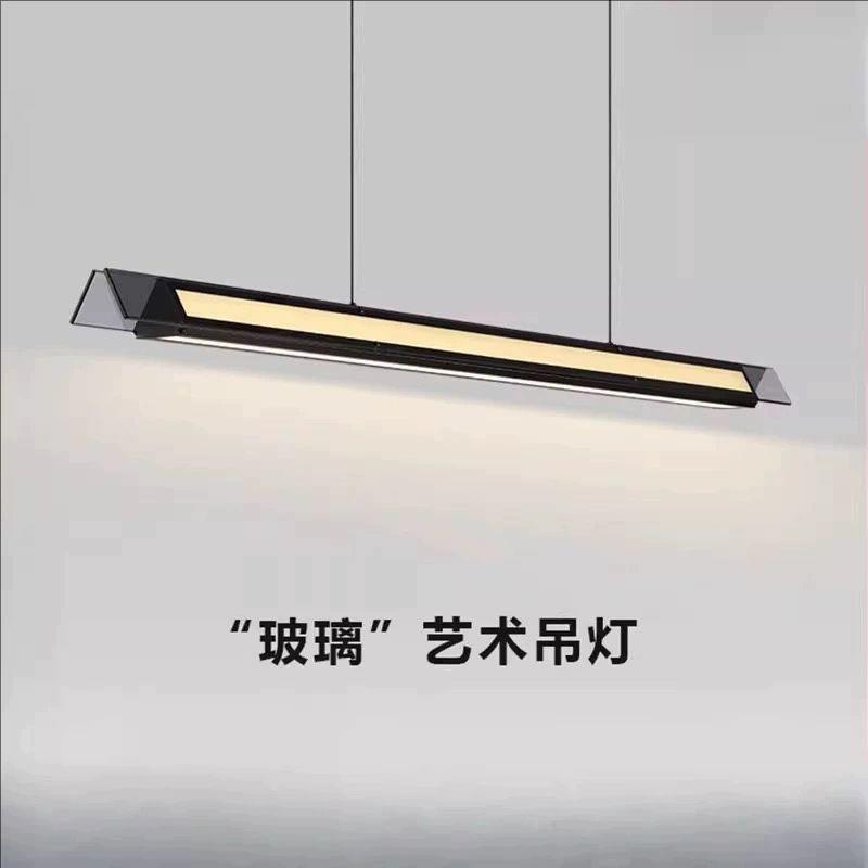 意式极简新款高端创意玻璃饭厅吊灯现代简约护眼长条餐桌吧台灯