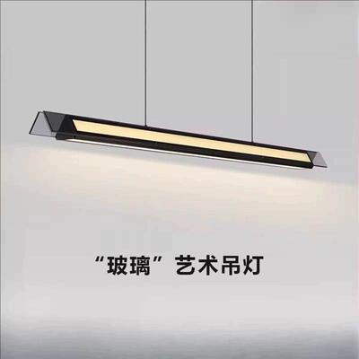 意式极简新款高端创意玻璃饭厅吊灯现代简约护眼长条餐桌吧台灯