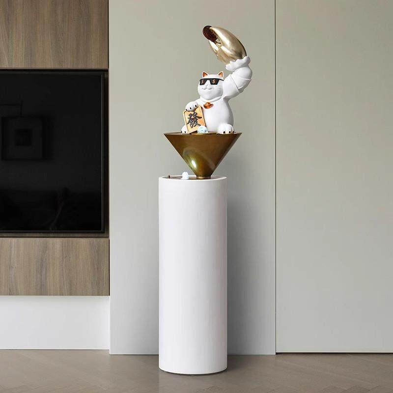 创意招财猫大型落地生财流水摆件循环水公司开业礼物迎宾客厅装饰