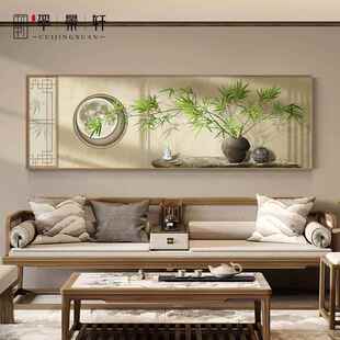 网红新式横客厅沙发中装背饰画禅意茶室景墙壁画高书级感大气房幅