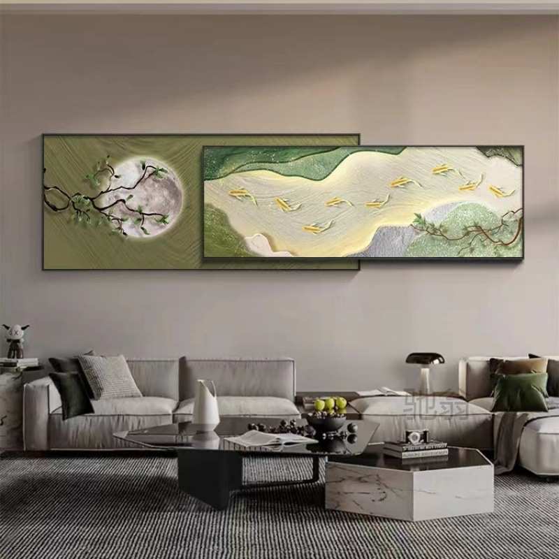 麓r客厅叠加装饰画沙发背景墙面创意壁画高档床头挂画北欧晶瓷挂图片