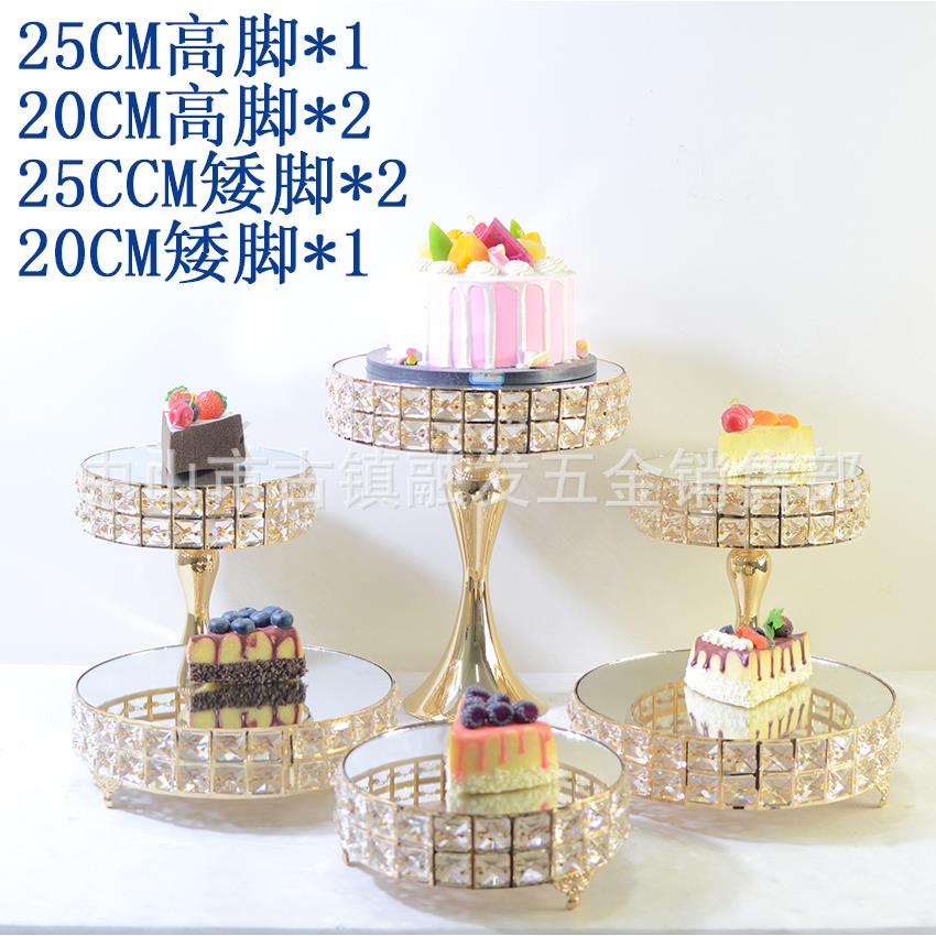 新款小方水晶蛋糕架金色婚摆庆烘点蛋糕台甜HKK品心展示台焙高脚