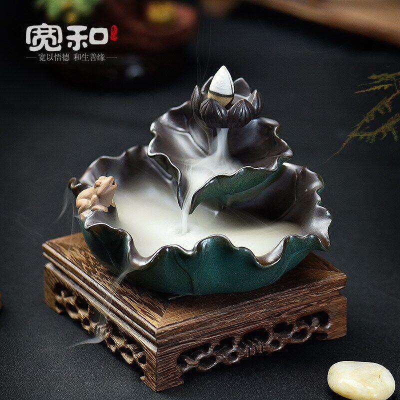 宽和 倒流香炉陶瓷彷古创意茶道香插家用室内中式装饰礼物摆件