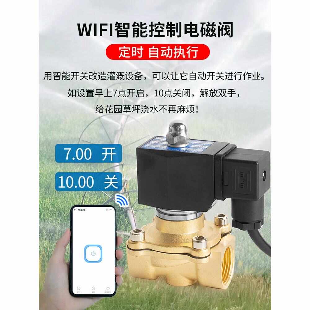 。WIFI电磁阀水阀ac220V智能开关无线手机远程遥控智能自动水管浇