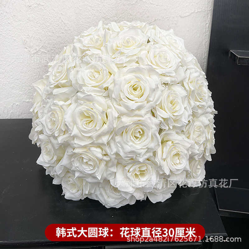 外贸婚庆装饰婚礼仿真花玫瑰大花球舞台背景花艺T台路引布置展厅