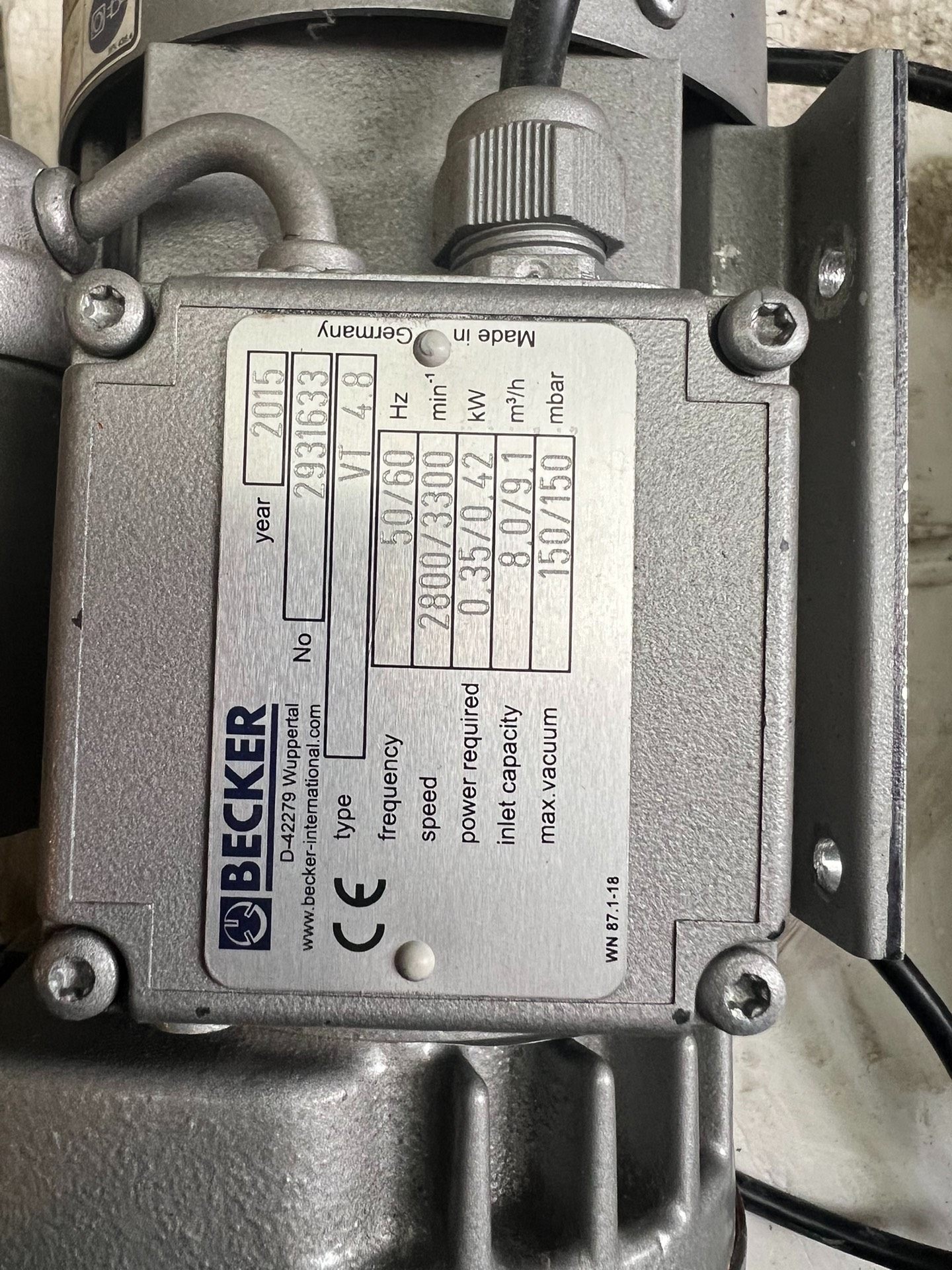 BECKER德国贝克原装进口拆机真空泵VT4.4 真空泵性能