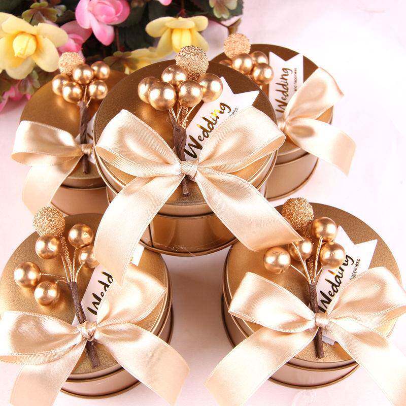 结婚喜糖盒子婚礼圆形马口铁盒创意包装盒婚庆用品糖果盒铁盒